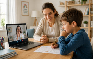 enfant TDAH en séance avec orthophoniste en ligne